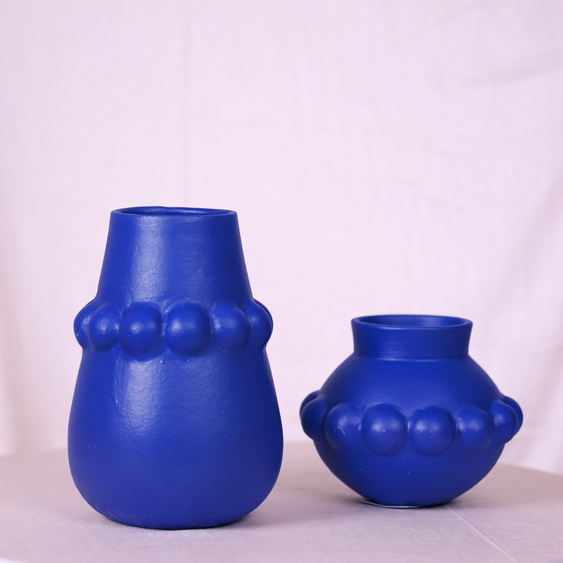 Blue Pom Pom Pot
