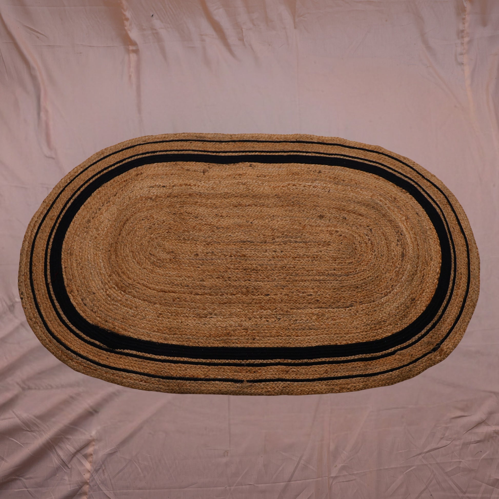 Black And Natural - Jute Carpet Oval