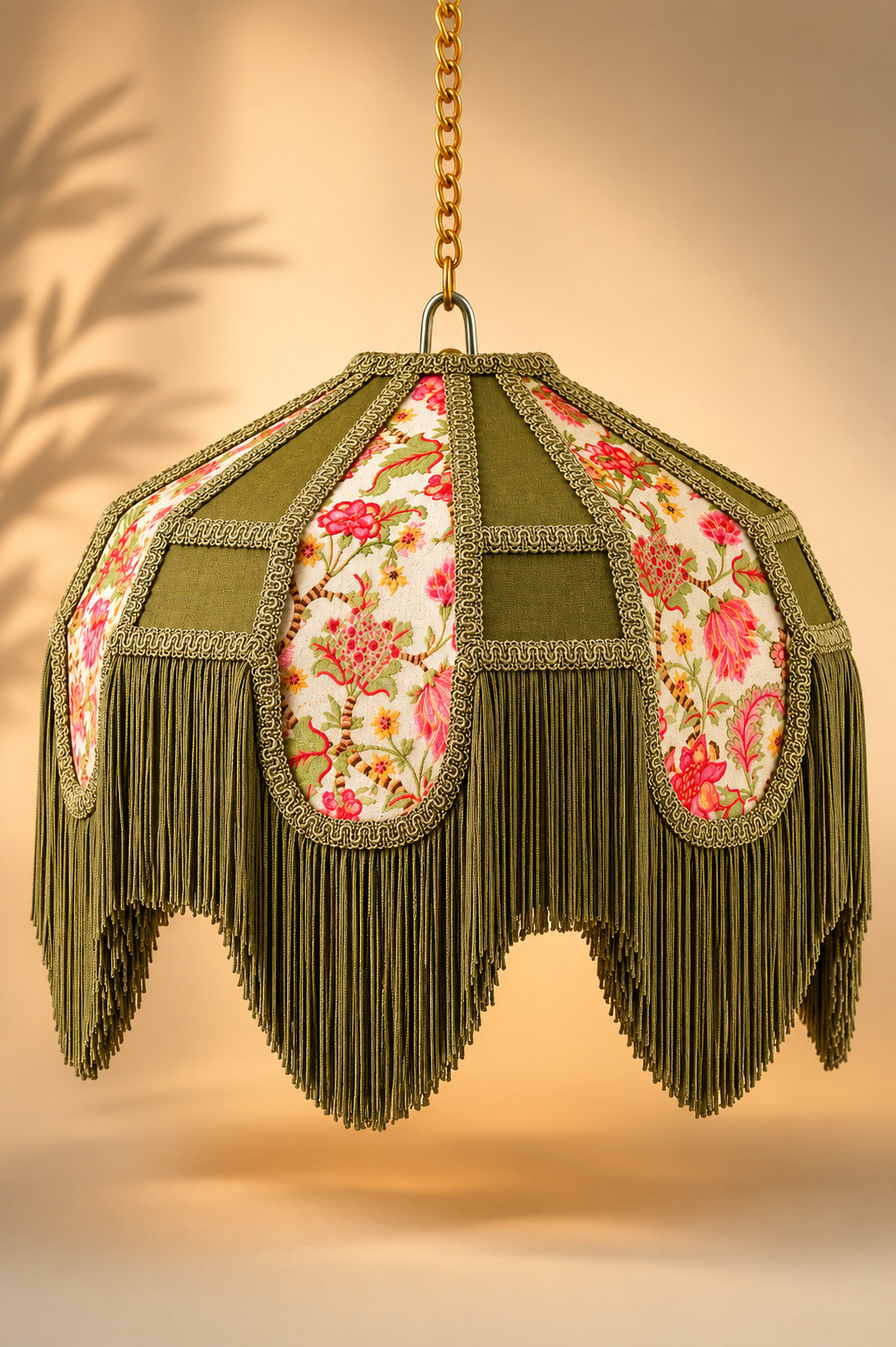 Nirvana Garden - Floral Olive Fringe Lampshade