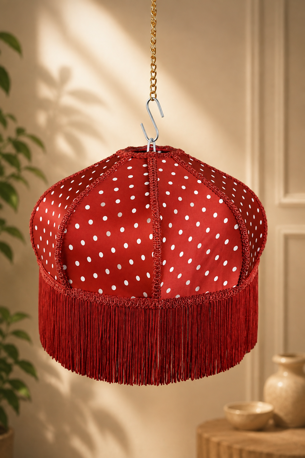 Ruby Polka Dot Fringe Shade
