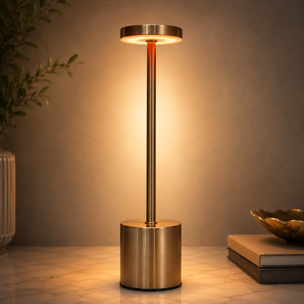 Aura Glow Minimalist Gold Table Lamp