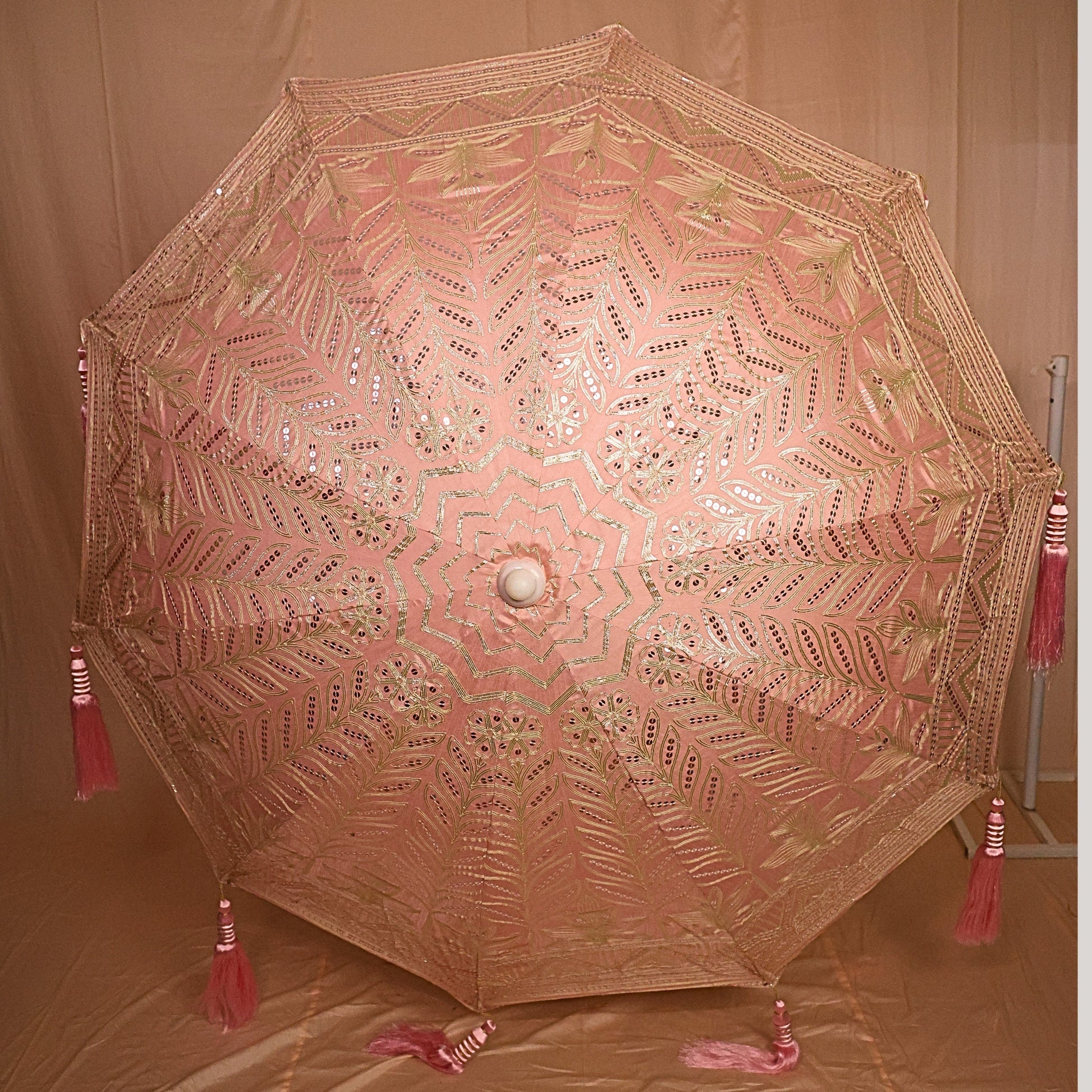 Embroidery Work - Decor Umbrella - Baby Pink