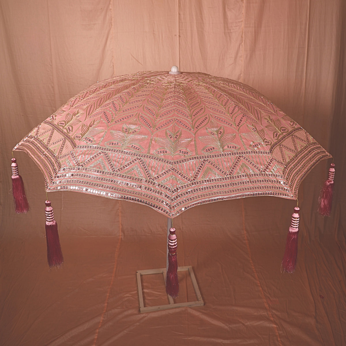 Embroidery Work - Decor Umbrella - Baby Pink