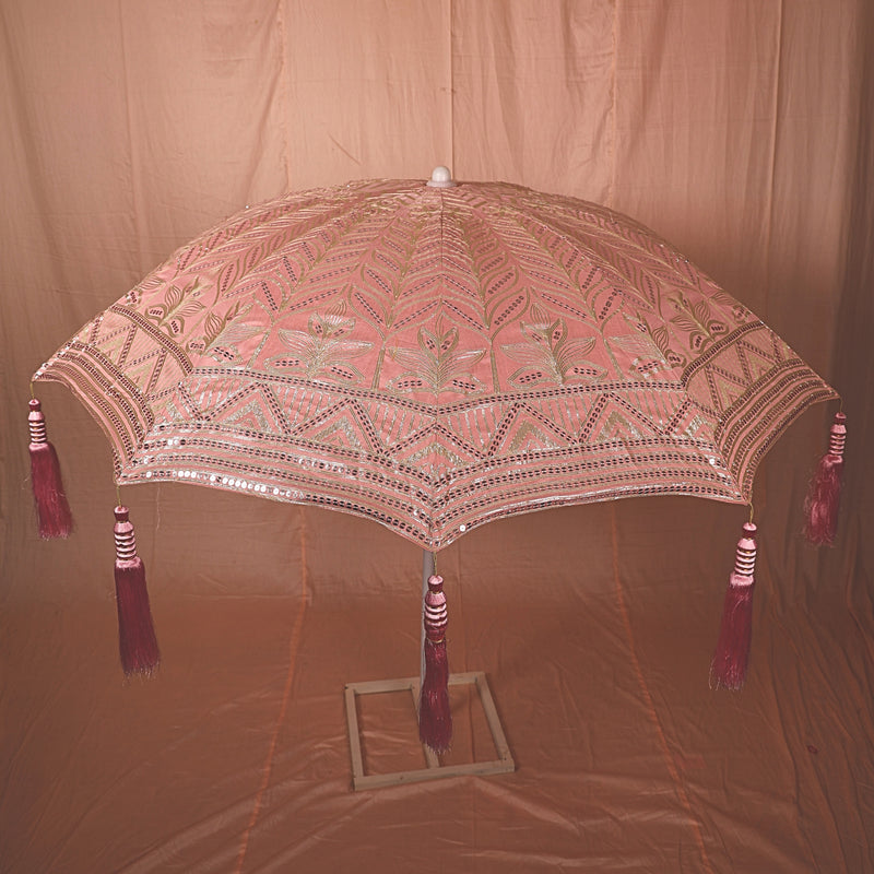 Embroidery Work - Decor Umbrella - Baby Pink