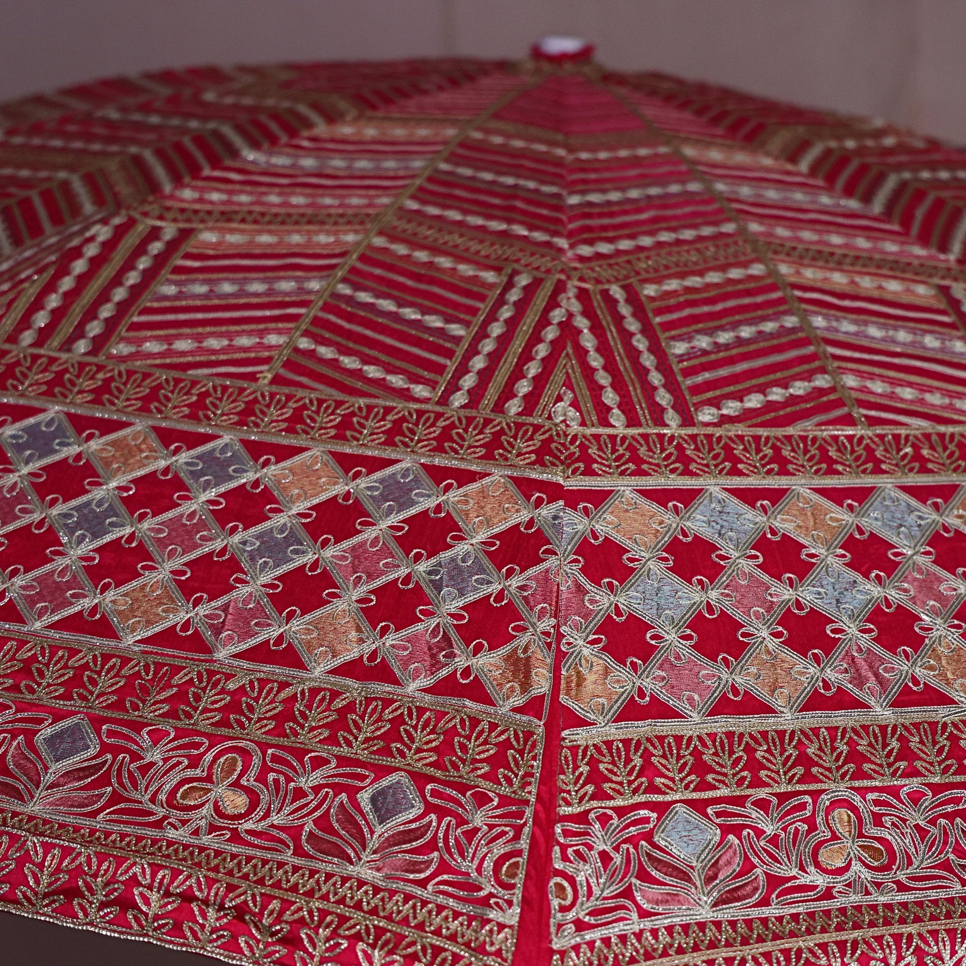 Embroidery Work - Decor Umbrella - Rani Pink