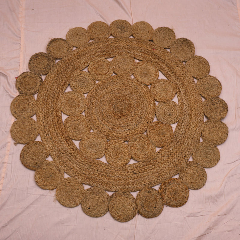 Natural Circle Design Jute Carpet