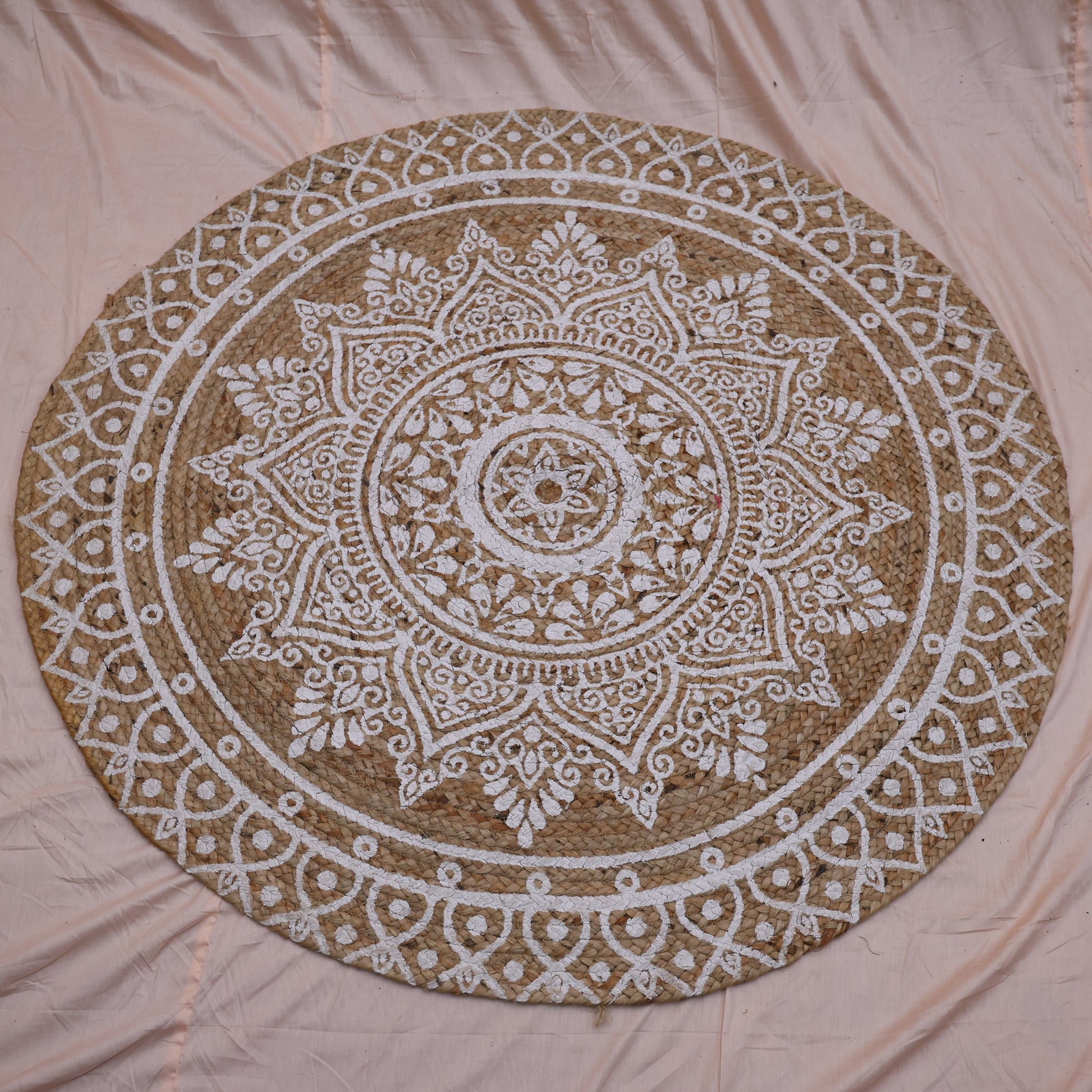 White Printed Jute Carpet