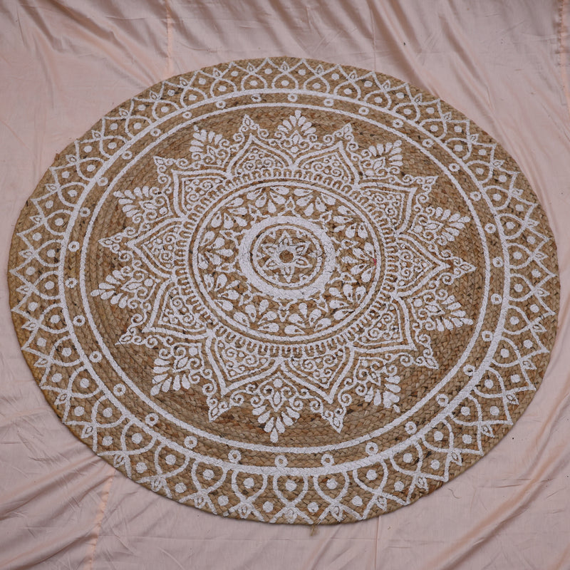 White Printed Jute Carpet